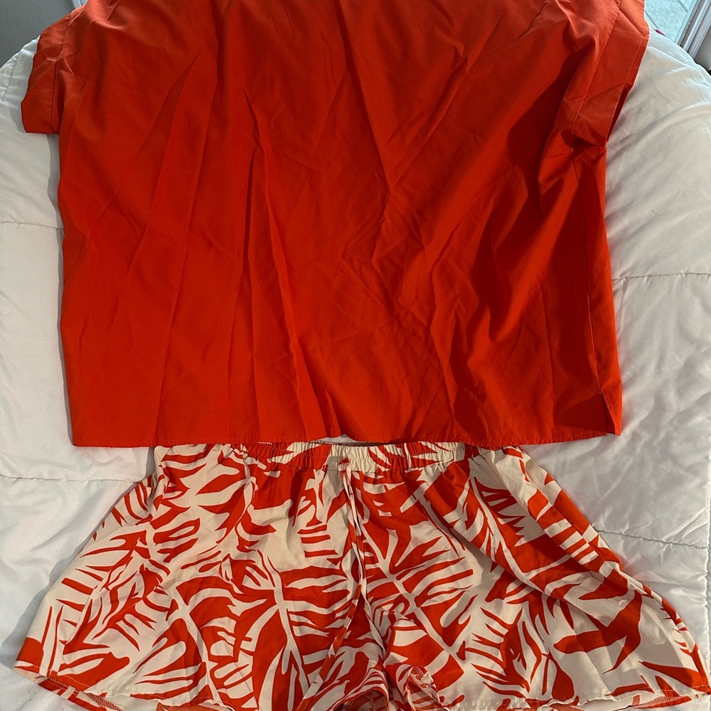 SHEIN Bright Orange shorts set